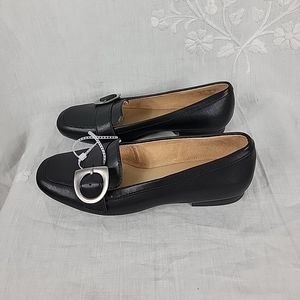 Naturalizer Loafers Kayden Moc Buckle Slip On Flats Black Leather Size 7.5